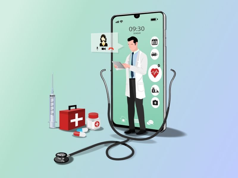 Patient using a mobile healthcare app